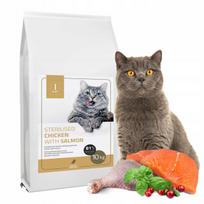Sausas kačių maistas su lašiša ir vištiena 10 kg, be grūdų, suaugusioms katėms, 1CAT