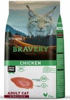 Sterilizuotų kačių pašaras BRAVERY Cat su vištiena, be grūdų, 2 kg