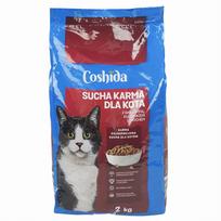 Sausas kačių pašaras su jautiena, paukštiena ir žirniais, 2 kg, Coshida