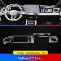 Volkswagen Tiguan L PRO Interior Protective Film: Console, Dashboard, and Gear Shift Decor. gray