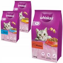 Sausas kačių pašaras Whiskas Adult, 3 x 1,4 kg, įvairių skonių