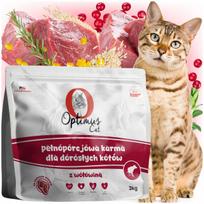 Sausas kačių maistas Optimus, 3 kg, su jautiena, lašišų aliejumi ir taurinu