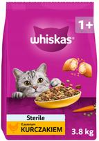 Sausas kačių pašaras WHISKAS sterilizuotoms suaugusioms katėms su vištiena, 3,8 kg