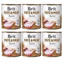 Šunų konservai BRIT PATE & MEAT su triušiena, 6 x 800 g, be grūdų