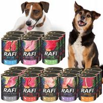 Šunų konservai RAFI, 8 skonių rinkinys, 24 x 400 g, be grūdų, NOTECI VALLEY