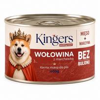 Šunų konservai KINGERS su jautiena ir morkomis, be grūdų, 400 g