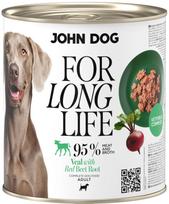 Šunų ėdalas JohnDog For Long Life, veršiena ir burokėliai, 800 g