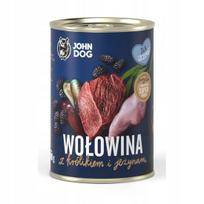Šlapi šunų ėdalas John Dog jauniems šuniukams, jautiena, triušiena, gervuogės, 400 g