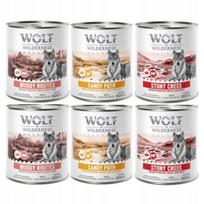 Šunų konservai Wolf of Wilderness Senior, trijų skonių rinkinys, 6 x 800 g