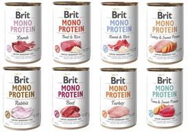 Šunų pašaras BRIT MONO PROTEIN, 8 x 400 g, įvairių skonių