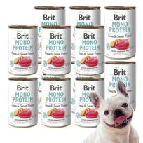 Šunų konservai BRIT Mono Protein su tunu ir saldžiąja bulve, 12 x 400 g