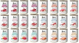 Šunų ėdalas Brit Mono Protein, įvairių skonių, 24 x 400 g rinkinys
