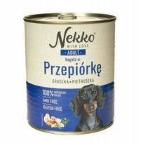 Šunų konservai Nekko su putpelių mėsa, petražolėmis ir kriaušėmis, 800 g