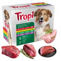Šunų ėdalas konservuose TROPI, 4 skonių rinkinys, 12 x 100 g (1,2 kg)