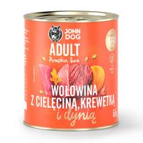 Šunų konservai John Dog su jautiena, veršiena, krevetėmis ir moliūgu, 800 g