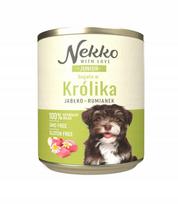 Šunų konservai Nekko Junior su triušiena, obuoliais ir ramunėlėmis, 800 g, jautriems ir alergiškiems šuniukams