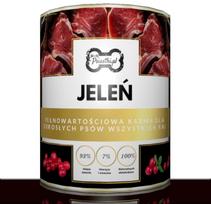 Šunų konservai su elniena ir spanguolėmis, 400 g, 93% mėsos