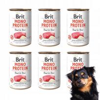 Šunų ėdalas BRIT MONO su jautiena ir ryžiais, 6 x 400 g