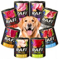 Šlapių pašarų rinkinys su įvairiais skoniais šunims RAFI Adult be grūdų, 8 x 800 g