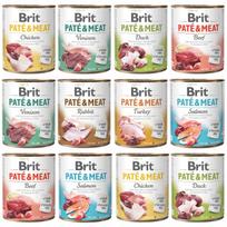 Šunų konservai BRIT PATE & MEAT su įvairiais skoniais, be grūdų, suaugusiems, 12 x 800 g
