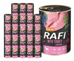 Šunų konservai RAFI su kalakutiena, be grūdų, 24 x 400 g, Dolina Noteci