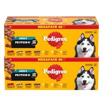 Šunų šlapio maisto rinkinys PEDIGREE ADULT Protein+ su drebučiais, 2 pakuotės po 40 x 85 g