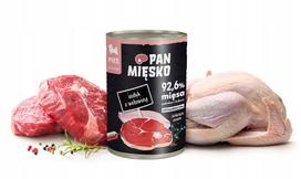 Šunų konservai PAN MIĘSKO, kalakutiena ir jautiena, 400 g, šuniukams