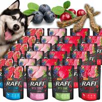 Šunų konservai Rafi Dolina Noteci, rinkinio pakuotė 24 x 300 g + graužiamas žaislas
