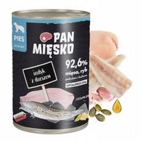 Šunų konservai PAN MIĘSKO, kalakutiena ir menkė, 400 g
