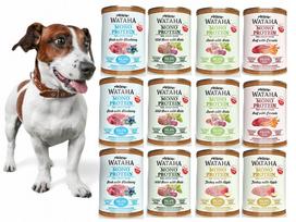 Šunų konservai WATAHA Mono Protein, įvairių skonių, suaugusiems, 12 x 400 g