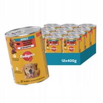 Šunų ėdalas PEDIGREE su jautiena ir kepenėlėmis drebučiuose, 12 x 400 g