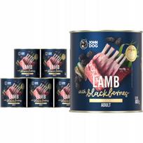 Šunų konservai su ėriena ir gervuogėmis, 6 x 800 g, John Dog Berry Line