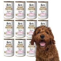Šunų konservai Brit Mono Protein, triušiena, 12 x 400 g