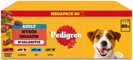 Šunų pašaras PEDIGREE, paukštiena, jautiena, vištiena, žuvis, 80 x 100 g, padaže