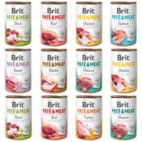Šunų konservai BRIT PATE & MEAT, įvairių skonių, 12 x 400 g, suaugusiems, be grūdų