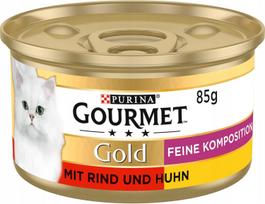 Katės konservai Gourmet Gold Purina, jautiena ir vištiena, 85 g