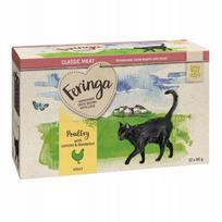 Įvairių paukštienos skonių grūdų neturintys Feringa kačių pašaro maišeliai, 12 x 85 g