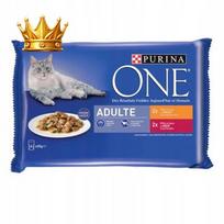 Šunų ėdalas Purina One Adult su vištiena ir jautiena, 4 x 85 g