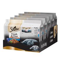 Šlapi kačių pašaras Sheba Fresh & Fine su žuvimi, suaugusioms katėms, 5 pakuotės (15 x 50 g)