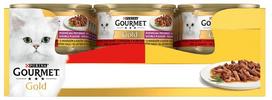 Šlapias kačių ėdalas su jautiena ir vištiena padaže GOURMET GOLD, 24 x 85 g