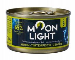 Katėms skirtas pašaras Moonlight Dinner su vištiena, kalmarais, morkomis ir moliūgu, 80 g