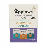 Kačių maistas APPLAWS, įvairių skonių, drebučiuose, 6 x 70 g