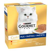 Katėms skirtas paštetas Gourmet Gold su tunu, kepenėlėmis ir kalakutiena, 8 x 85 g