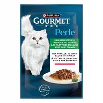 Šlapias kačių maistas Gourmet Perle su špinatais ir upėtakiu, 85 g