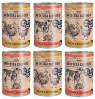 Drėgnas kačių maistas Wiejska Zagroda be grūdų, kačiukams, įvairių skonių, 6 x 400 g
