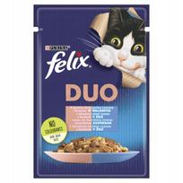 Kačių maistas FELIX Duo su lašiša ir sardinėmis drebučiuose, 85 g