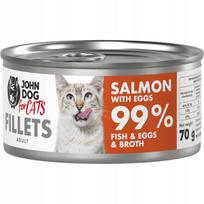 Katinų filė JOHN DOG su lašiša ir kiaušiniu, suaugusiems, 70 g