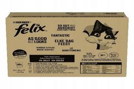 Šlapi kačių ėdalas Felix Fantastic, žuvų rinkinys, 80 x 85 g (tunas, lašiša, menkė, juodasis paltusas)