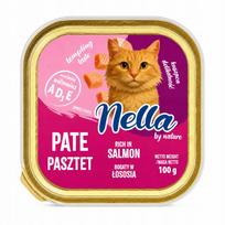 Šlapi kačių ėdalas NELLA su lašiša, 100 g, paštetas