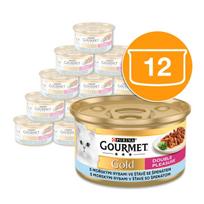 Konservuotas kačių ėdalas Gourmet Gold, jūros žuvis padaže, 12 x 85 g